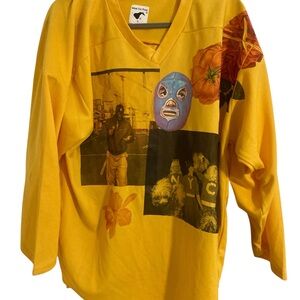 Lucha-Libre Jersey- upcycled Hockey Jersey w/ collage photos- INCREDIBLE! XL